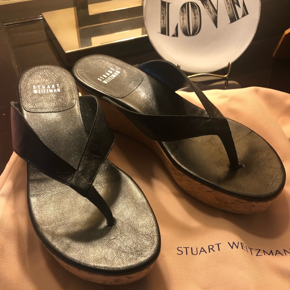 Brand new Stuart Weitzman black platform sandlals